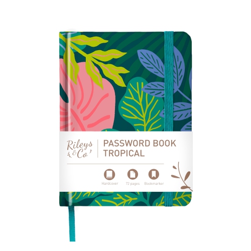 Rileys & Co. Tropical Paradise Compact Password Book - Alphabetically Tabbed, Handy Password Keeper, Perfect for Seniors, Safe Noteboo