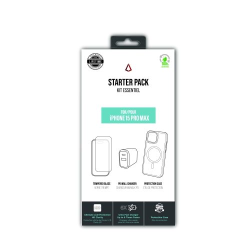 LBT Bundle: TUFF8 Clear Mag Case, Tempered Glass, 30W PD Charger for iPhone 15 Pro Max