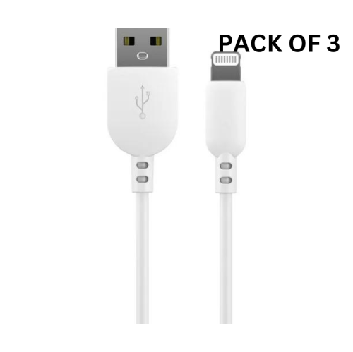 ONN 3 ft./0.9 m Lightning to USB-A Charge & Sync Cable Made for Apple Transfer while Charging - White Pack of 3