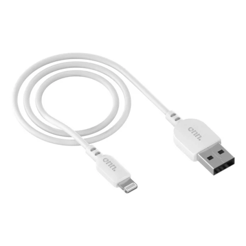 ONN 3 ft./0.9 m Lightning to USB-A Charge & Sync Cable Made for Apple Transfer while Charging - White Pack of 3