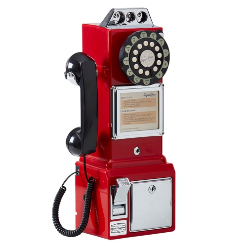 RYAN BRO  S. Retro 1950's Payphone With Coin Bank (Red)