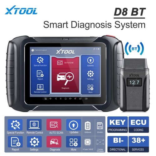 XTOOL  - D8 Bt D8Bt Bi-Directional All System Diagnostic Scanner With Ecu Coding 30+ Service Functions Can-F Protocol