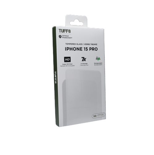 TUFF8 Tempered Glass with Auto Installer for iPhone 15 Pro