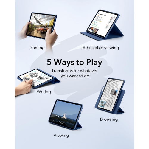 iPad Pro 13 Case, iPad Pro 13 Inch Case with Pencil Holder, Removable Magnetic Cover, Vertical Stand, Fully Supports Pencil Pro/USB-C, Rebound 360