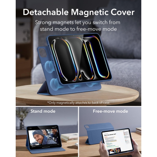 iPad Pro 13 Case, iPad Pro 13 Inch Case with Pencil Holder, Removable Magnetic Cover, Vertical Stand, Fully Supports Pencil Pro/USB-C, Rebound 360