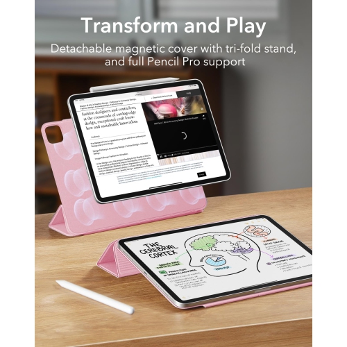 iPad Pro 13 Case, Powerful Magnetic Attachment, Slim Trifold Stand Case, Supports Pencil Pro/USB-C, Auto Wake/Sleep, Durable Protection, Rebound