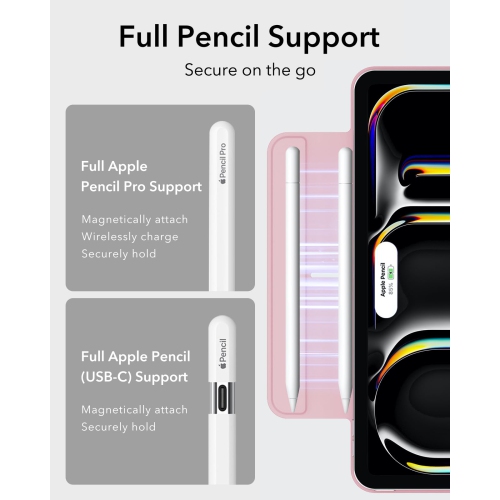 iPad Pro 13 Case, Powerful Magnetic Attachment, Slim Trifold Stand Case, Supports Pencil Pro/USB-C, Auto Wake/Sleep, Durable Protection, Rebound