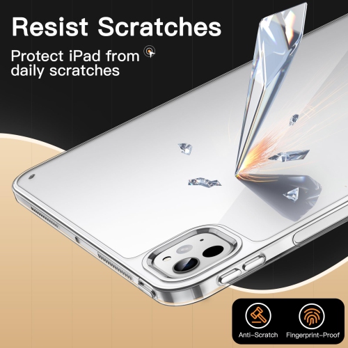 Clear Case for iPad Pro 13-Inch M4, Anti-Yellowing Transparent Shockproof Slim Tablet Back Cover with Hard PC Back and Soft TPU Bumper