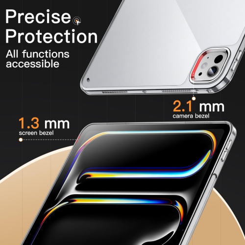 Clear Case for iPad Pro 13-Inch M4, Anti-Yellowing Transparent Shockproof Slim Tablet Back Cover with Hard PC Back and Soft TPU Bumper
