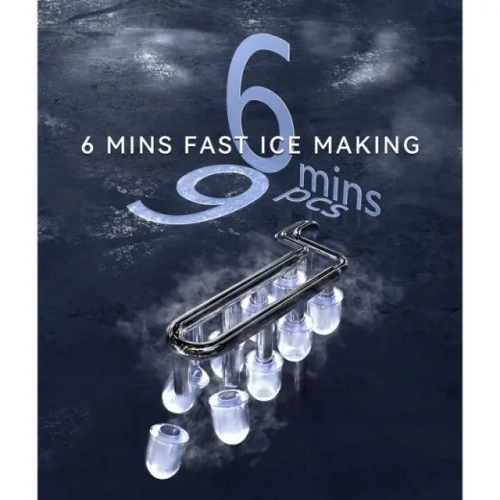 Machine à glaçons portative ECozy - 9pcs glaçons en 6 minutes, sortie quotidienne 26 lb, autonettoyage avec sacs à glaçons, cuillère et panier -