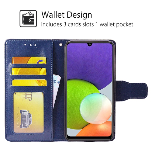 TopSave Leather Folio Flip Wallet w/Magnetic Clip Card Slot Holder Case For Motorola Moto G 5G(2024) 6.6", Navy Blue