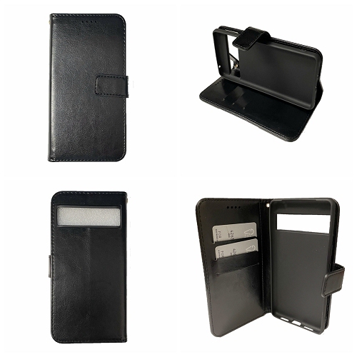 TopSave – Portefeuille étui folio à rabat en cuir avec pince magnétique pour Pixel 8&nbsp;A de 6,1 po de Google, noir