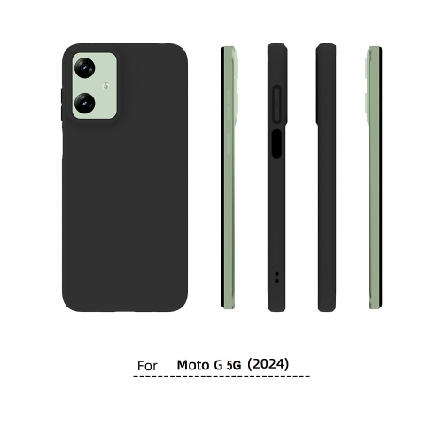 TopSave Soft Gel Rubber Matt Back TPU w/Glossy Bumper Case For Motorola Moto G 5G(2024) 6.6", Black