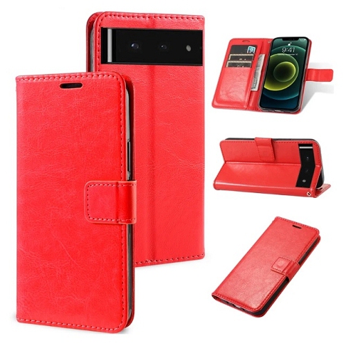 TopSave – Portefeuille étui folio à rabat en cuir avec pince magnétique pour Pixel 8&nbsp;A de 6,1 po de Google, rouge