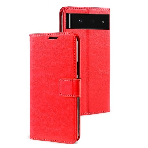 TopSave – Portefeuille étui folio à rabat en cuir avec pince magnétique pour Pixel 8&nbsp;A de 6,1 po de Google, rouge
