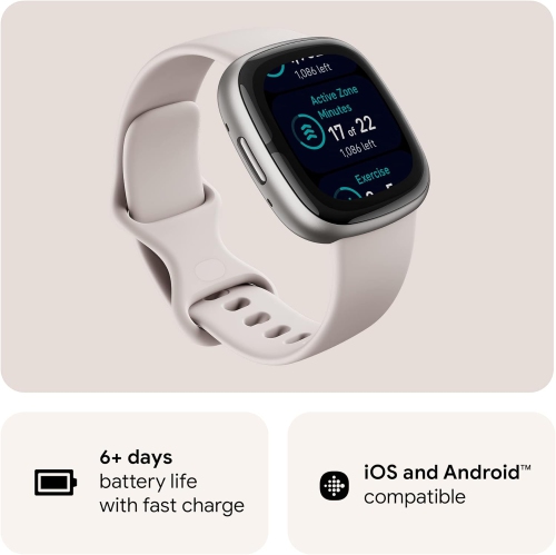 Open Box - Fitbit Sense 2 Advanced Health and Fitness Smartwatch - Lunar White