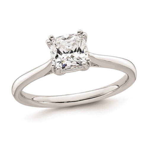 1.25 Carat IGI Certified Cushion-Cut Lab Grown Diamond Solitaire Engagement Ring in 14K White Gold