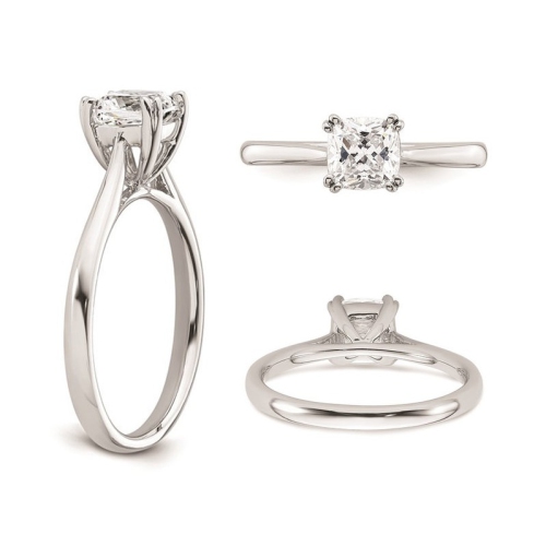 1.25 Carat IGI Certified Cushion-Cut Lab Grown Diamond Solitaire Engagement Ring in 14K White Gold