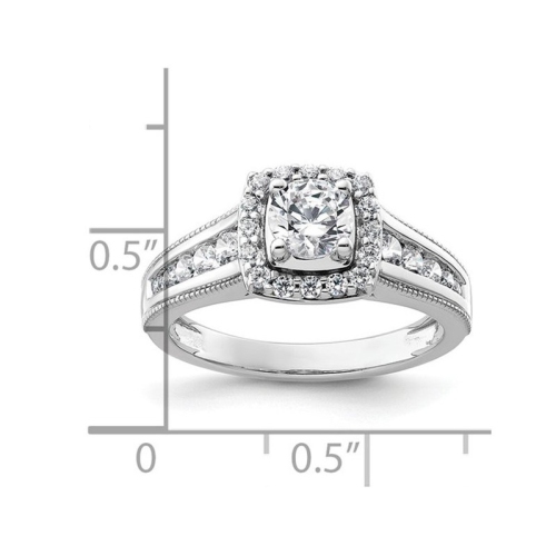 Bague de fiançailles halo en or blanc 14K ct avec diamant d'un laboratoire d'1,00&nbsp;carat