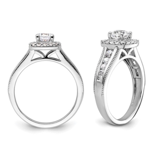 Bague de fiançailles halo en or blanc 14K ct avec diamant d'un laboratoire d'1,00&nbsp;carat