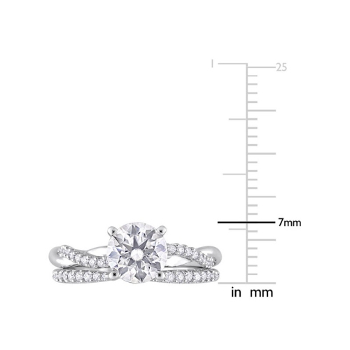 1.53 Carat Synthetic Moissanite Bridal Engagement Wedding Ring Set 10K White Gold