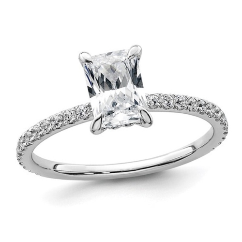 GEM AND HARMONY  1.32 Carat (Ctw Vs2, G-H) Certified Lab-Grown Radiant Diamond Engagement Ring 14K Gold In White