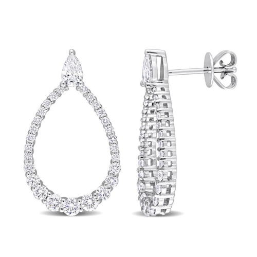 GEM AND HARMONY  1.31 Carat (Ctw) Lab Grown Diamond Drop Earrings In 14K Gold In White
