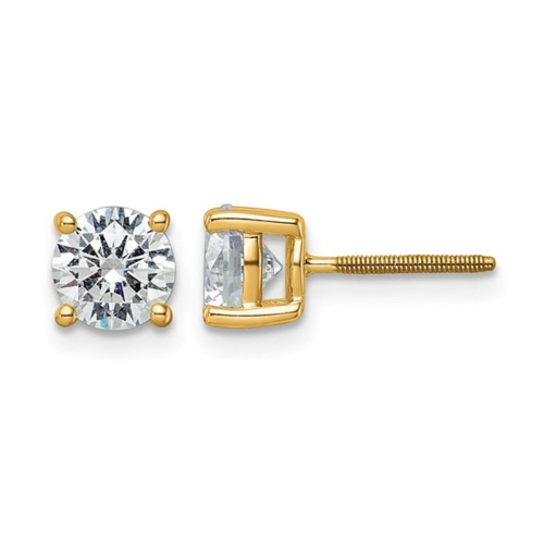 GEM AND HARMONY  2.00 Carat (Ctw Vs2, D-E) Lab Grown Diamond Solitaire Stud Earrings In 14K Gold With Screwbacks In Yellow