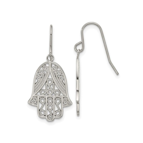 GEM AND HARMONY  Stainless Steel Hamsa Dangle Earrings In Multicolor