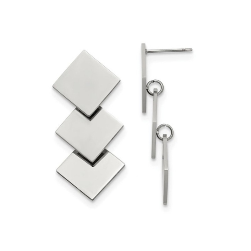 GEM AND HARMONY  Stainless Steel Geometric Squares Dangle Earrings In Multicolor