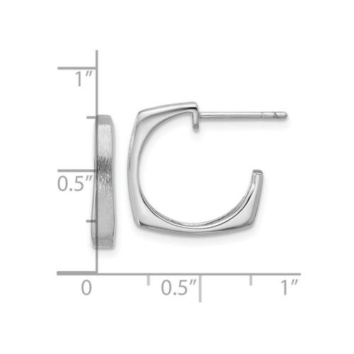 Sterling Silver Brushed Square J-Post Hoop Earrings