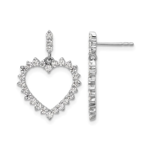 GEM AND HARMONY  1.00 Carat (Ctw) Lab-Grown Diamond Heart Dangle Earrings In 14K White And Gold In Yellow