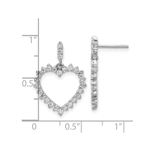 1.00 Carat Lab-Grown Diamond Heart Dangle Earrings in 14K White and Yellow Gold