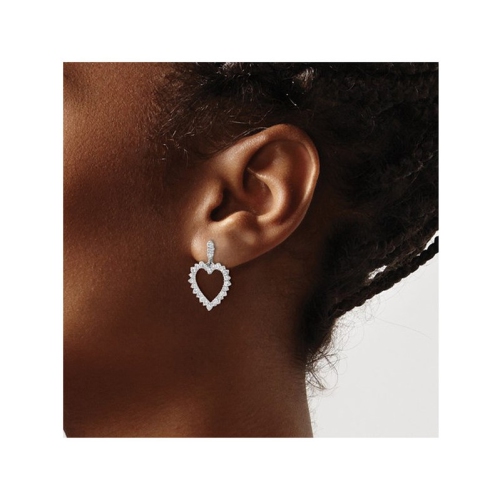 1.00 Carat Lab-Grown Diamond Heart Dangle Earrings in 14K White and Yellow Gold