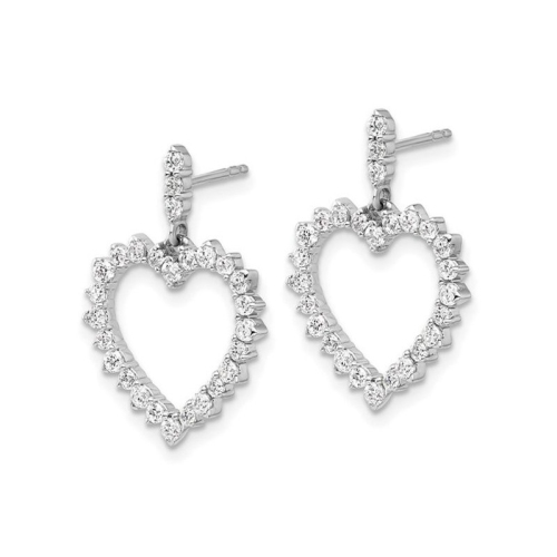 1.00 Carat Lab-Grown Diamond Heart Dangle Earrings in 14K White and Yellow Gold