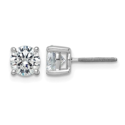 GEM AND HARMONY  2.00 Carat (Ctw Vs2, D-E) Lab Grown Diamond Solitaire Stud Earrings In 14K Gold With Screwbacks In White