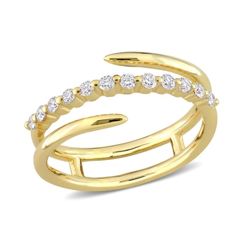 GEM AND HARMONY  1/4 Carat (Ctw Vs1-Vs2, G-H) Lab-Grown Diamond Crossover Ring In Sterling Silver In Yellow