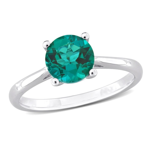 GEM AND HARMONY  1.15 Carat (Ctw) Lab-Created Emerald Ring In Sterling Silver In Green