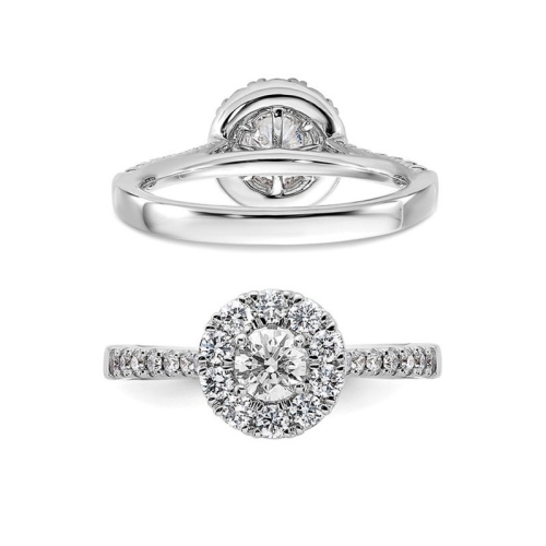 Bague de fiançailles halo en or blanc 14K ct avec diamant d'1,00 carat cultivé en laboratoire