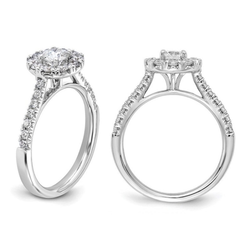 Bague de fiançailles halo en or blanc 14K ct avec diamant d'1,00 carat cultivé en laboratoire