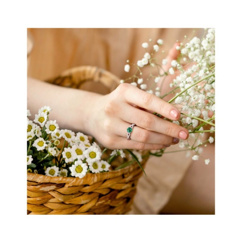 4/5 Carat Lab-Created Emerald Ring in 10K White Gold with Accent Diamonds