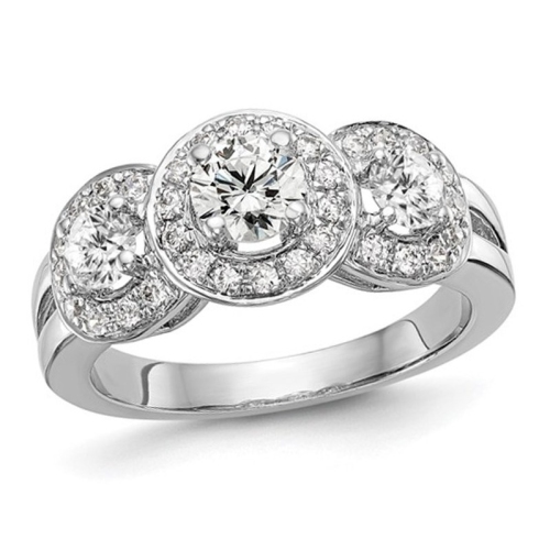 GEM AND HARMONY  1.30 Carat (Ctw Si1-Si2, G-H) Lab-Grown Three-Stone Diamond Engagement Ring 14K Gold In White