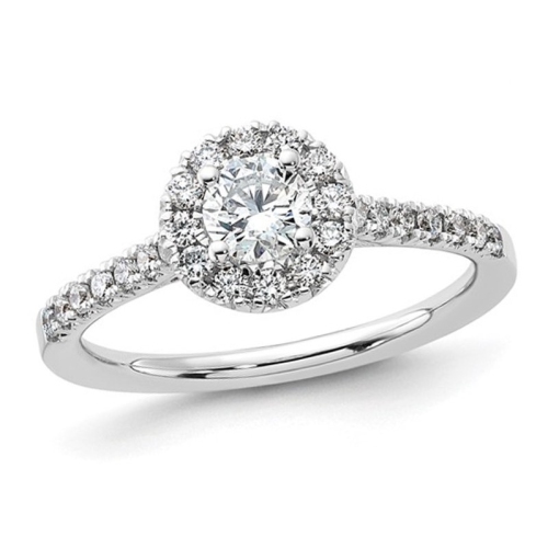 GEM AND HARMONY  3/4 Carat (Ctw G-H, Si1-Si2) Lab Grown Diamond Engagement Halo Ring In 14K Gold In White