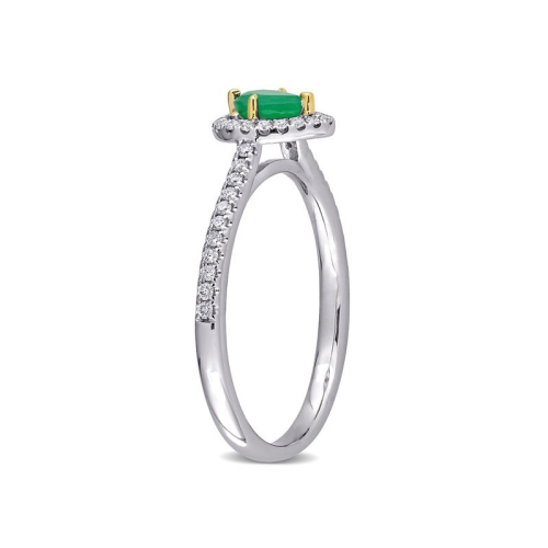 1/4 Carat Emerald Pear Halo Ring in 14K White Gold with Diamonds