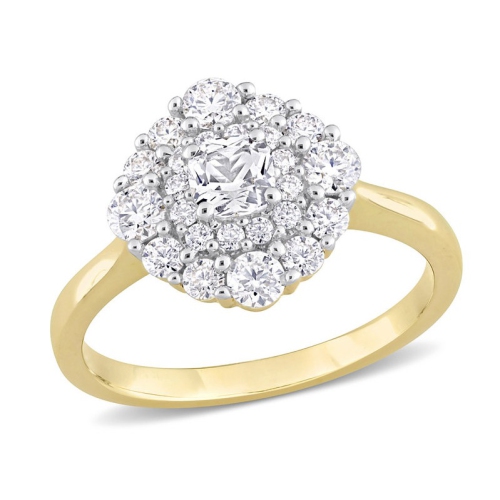 GEM AND HARMONY  0.98 Carat (Ctw) Lab-Created Cluster Moissanite Engagement Ring In 10K Gold In Yellow