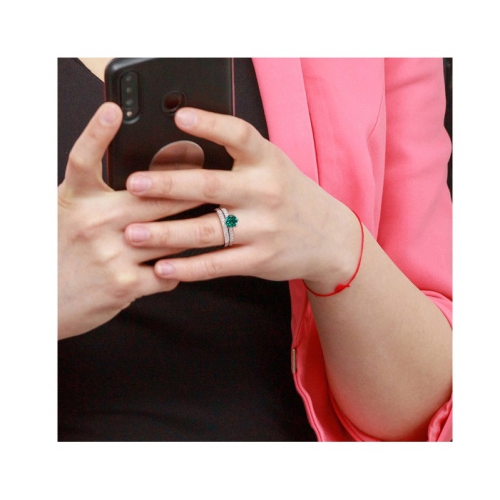 1.00 Carat Lab-Created Emerald Bridal Ring Set in 10K White Gold with Diamonds