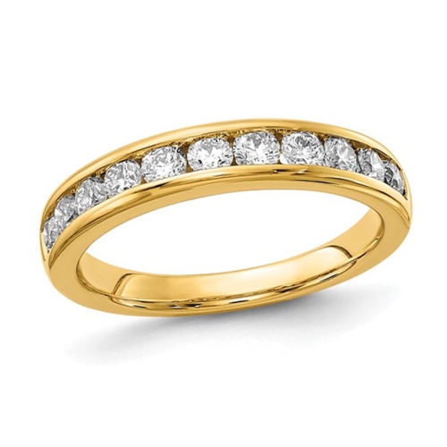 GEM AND HARMONY  3/4 Carat (Ctw Vs1-Vs2, D-E-F) Lab-Grown Diamond Wedding Band Ring In 14K Gold In Yellow