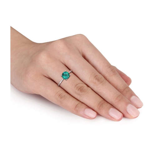 1.15 Carat Lab-Created Green Emerald Ring in Sterling Silver