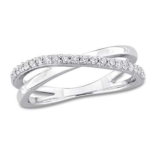 1/4 Carat Lab-Created Moissanite Criss Cross Ring in Sterling Silver