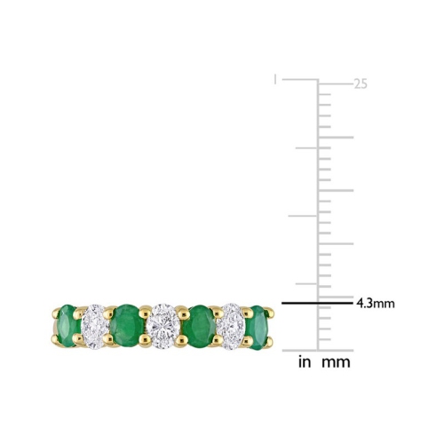 3/5 Carat Emerald Band Ring in 14K Yellow Gold with Diamonds